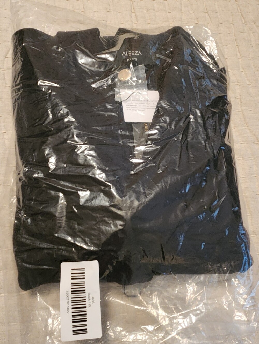 Aleeza Paris Black Double-Breasted Military-Style Knit Blazer - Picture 7 of 7